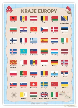 Plakat edukacyjny - Kraje Europy A3 [KSIĄŻKA]