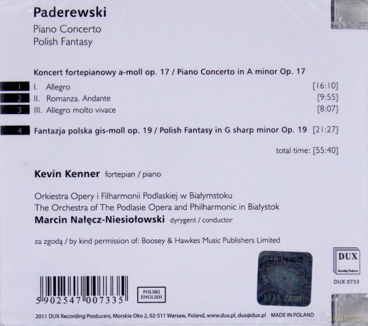 Piano Concerto - Ignacy Jan Paderewski  [CD]