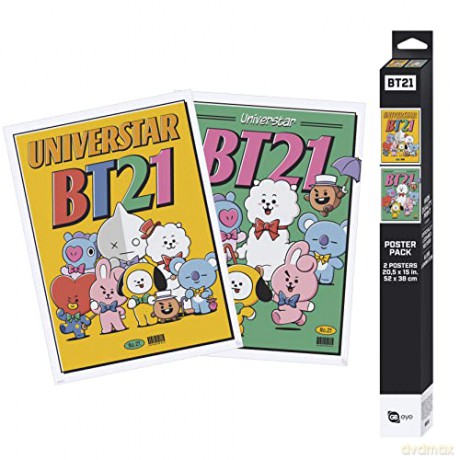 BT21 - Set 2 Posters Chibi 52x38 - BT21 Vintage Univertar 2