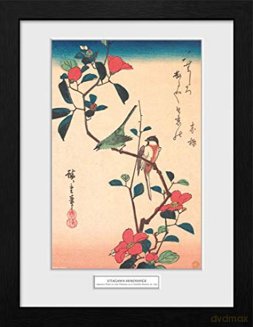 HIROSHIGE - Framed print Japanese White-eye and Ti (12x16)