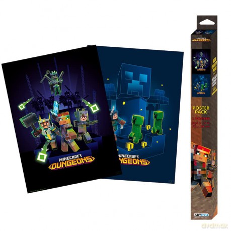 MINECRAFT - Set 2 Posters Chibi 52x38 - Dungeons