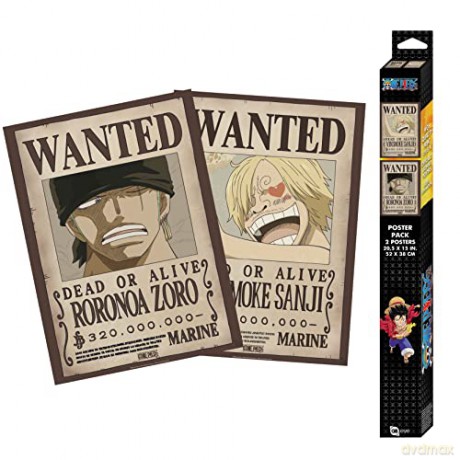 ONE PIECE - Zestaw 2 plakatów Chibi 52x38 - Poszukiwani Zoro i Sanji