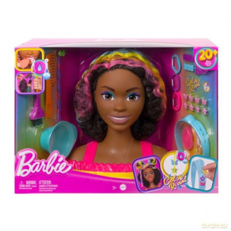 Barbie Głowa do stylizacji Neonowa tęcza Kręcone włosy HMD79