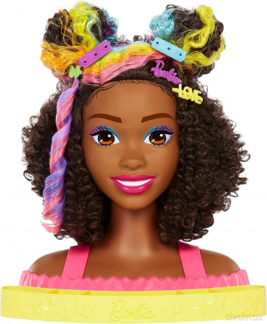 Barbie Głowa do stylizacji Neonowa tęcza Kręcone włosy HMD79