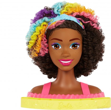 Barbie Głowa do stylizacji Neonowa tęcza Kręcone włosy HMD79
