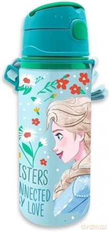 Bidon aluminiowy ze słomką 600ml Kraina Lodu. Frozen FR50013 Kids Euroswan butelka na wodę