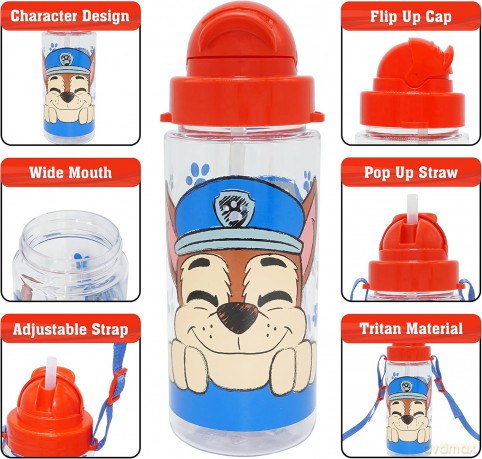Bidon butelka na wodę 500ml z paskiem Tritan PAW PATROL Psi Patrol PW19930 Kids Euroswan