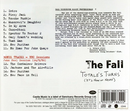 The Fall: Totale's Turns (It's Now Or Never) [CD]
