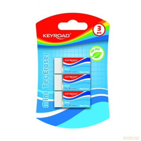 Gumka do ścierania KEYROAD, mini, techniczna, 3 szt., blister, biała