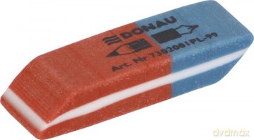 Gumka wielofunkcyjna DONAU, 40x14x8mm, niebiesko-czerwona