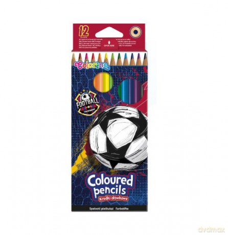 Kredki ołówkowe trójkątne 12 kolorów Football 21726 Colorino