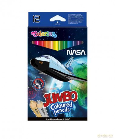 Kredki ołówkowe trójkątne 12 kolorów JUMBO NASA 21450 Colorino