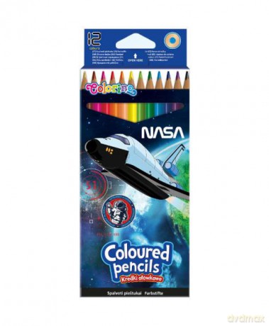 Kredki ołówkowe trójkątne 12 kolorów NASA 21429 Colorino