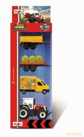 MAISTO 12563-77 Traktor Massey 3 z akcesoriami 4 elementy