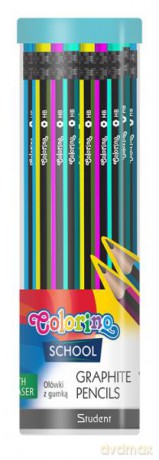 Ołówek z gumką heksagonalny School Colorino mix