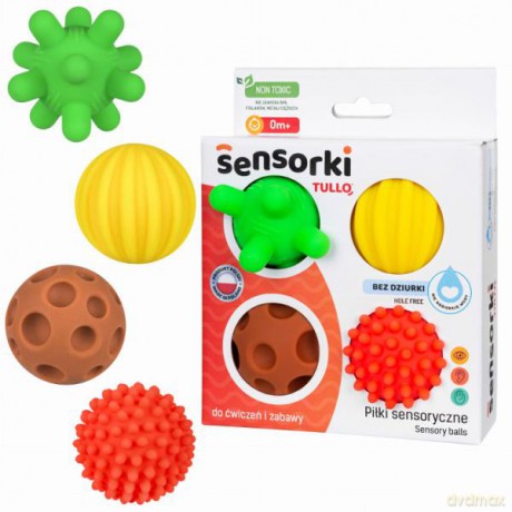 Piłki sensoryczne 4 szt bez dziurki Tullo