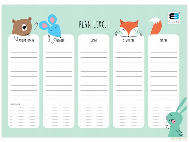 Plan lekcji A4 BB Kids pastel