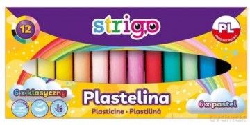 Plastelina 12 kolorów (6 x klasyczna 6 pastelowy) Strigo