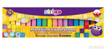 Plastelina kwadratowa 18 kolorów (6 x brokat 6 x pastel 6 x neon) Strigo