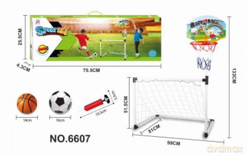 Zestaw 2w1 do gry w piłkę nożną i koszykówkę 6607 [SPORT]