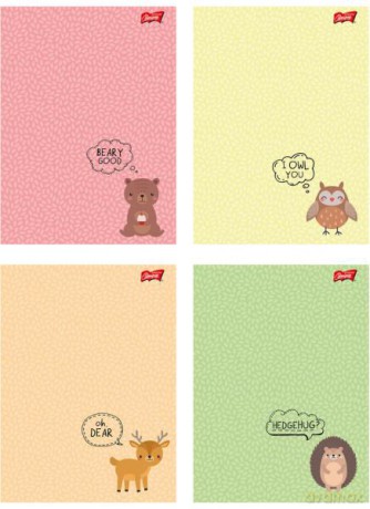 Zeszyt A5 16k krata laminowany WOODLAND ANIMALS