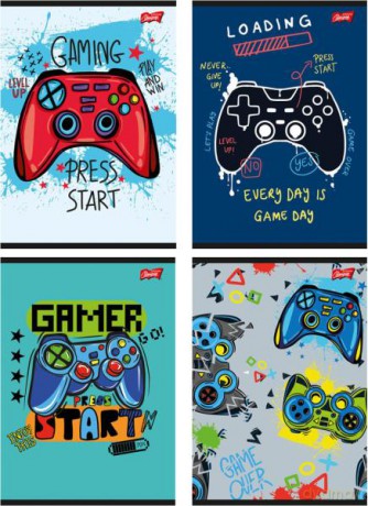 Zeszyt A5 16k linia podwójna dwukolorowa laminowany GAMEPAD p.15 mix.