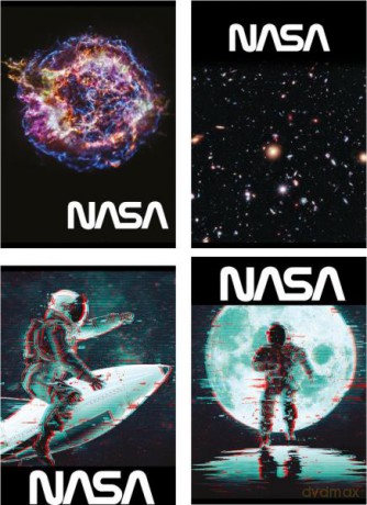 Zeszyt A5 32k linia podwójna dwukolorowa laminowany SPACE ADVENTURE z lakierem miejscowym p.15 mix.