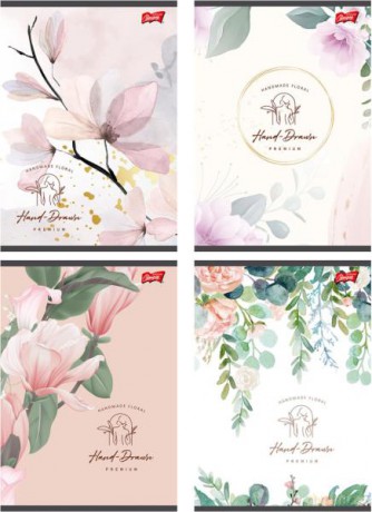 Zeszyt A5 60k linia laminowany ROMANTIC GARDEN z lakierem miejscowym mix.