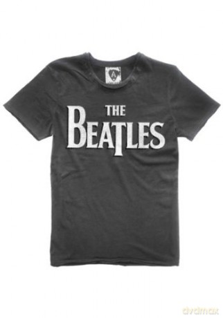 The Beatles: Beatles Logo Amplified X Large Vintage Charcoal T Shirt