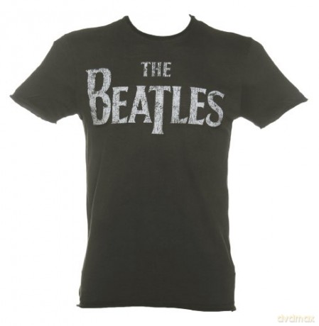 The Beatles: Beatles Logo Amplified Xx Large Vintage Charcoal T Shirt