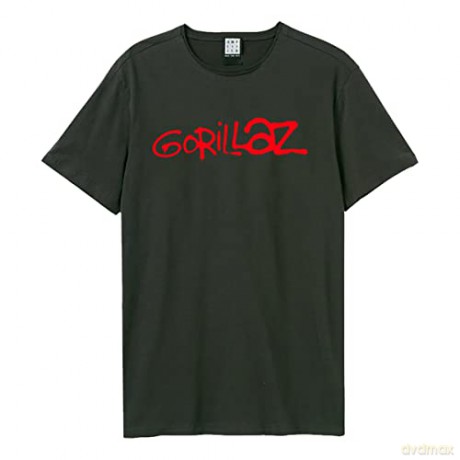 Gorillaz: Gorillaz - Logo Amplified Small Vintage Charcoal T Shirt