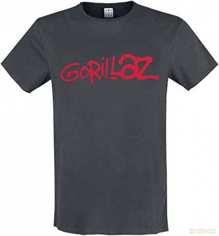 Gorillaz: Gorillaz - Logo Amplified X Large Vintage Charcoal T Shirt