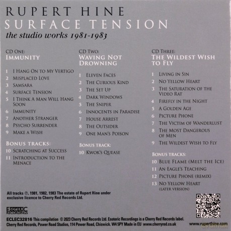 Rupert Hine: Surface Tension - The Recordings 1981-1983 [3CD]