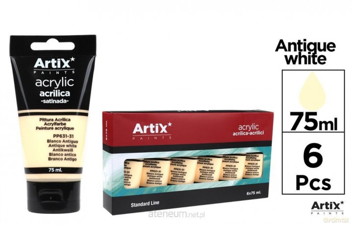 Farba akrylowa biel antyczna 75ml (6 szt)