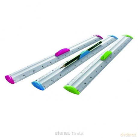 Linijka aluminiowa z uchwytem na ołówek 30 cm MIX