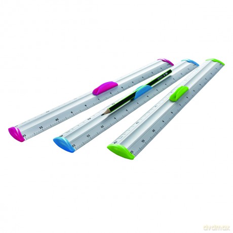 Linijka aluminiowa z uchwytem na ołówek 30 cm MIX