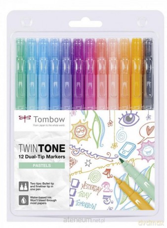 Markery dwustronne TwinTone pastelowe 12 kolorów