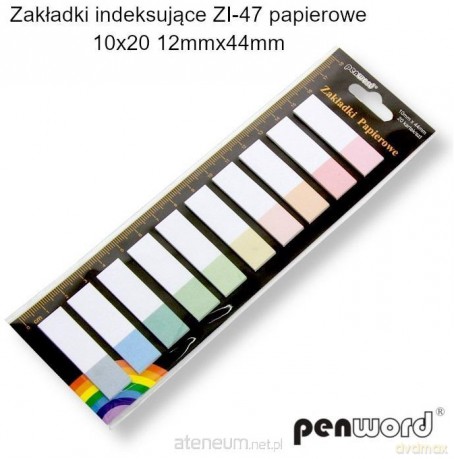 Zakładki indeksujące 12x44mm 10x20 szt papierowe