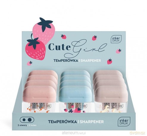 Temperówka podwójna z pojemnikiem Cute Girl (12 szt)