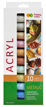 Farba akrylowa metaliczna 10 kolorów x 12 ml