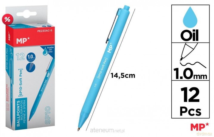 Długopis olejowy 1,0mm lazurowy (12szt)