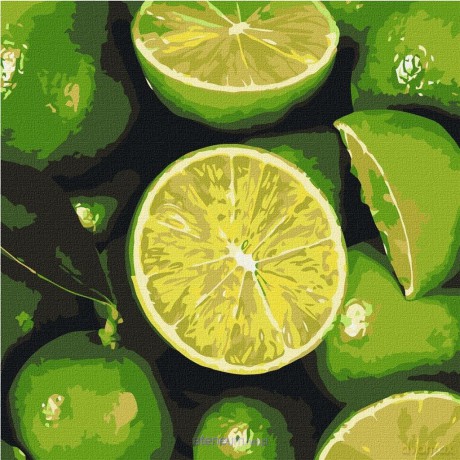 Malowanie po numerach - Soczysta limonka 25x25cm