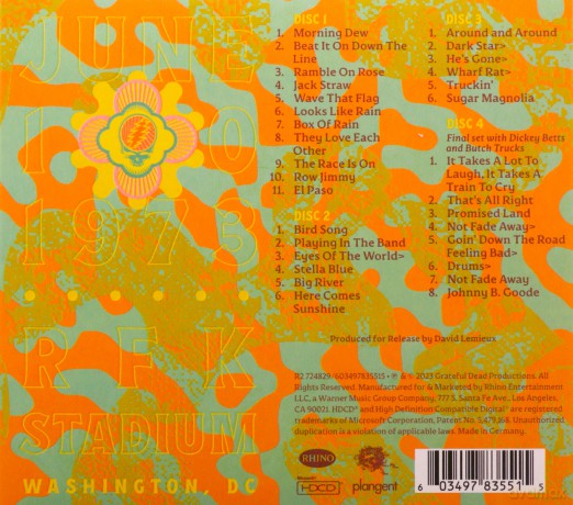 Grateful Dead: Rfk Stadium, Washington Dc, 6/10/73 [4CD]