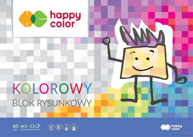 Blok rysunkowy kolorowy A3 80g Happy Color pakiet 10 sztuk