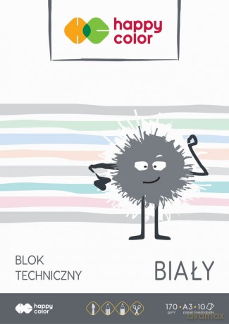 Blok techniczny biały A3 170g Happy Color pakiet 10 sztuk