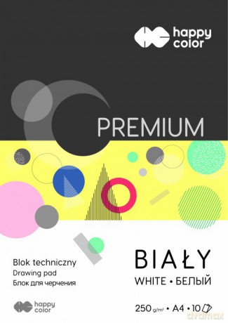 Blok techniczny biały A4 Premium 250g Happy Color pakiet 20 sztuk