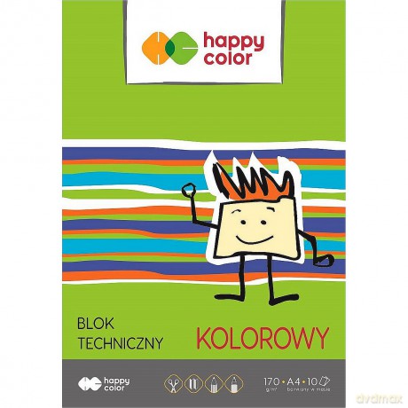 Blok techniczny kolorowy A4 170g Happy Color pakiet 20 sztuk