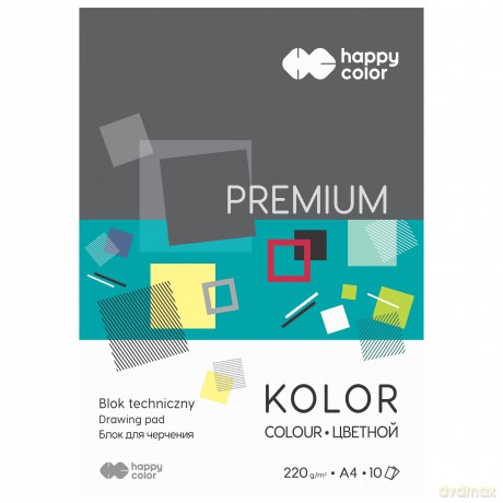 Blok techniczny kolorowy A4 Premium 220g Happy Color pakiet 20 sztuk