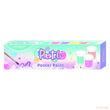 Farby plakatowe 22ml pastel KEYROAD pędzelek gratis 6 kolorów