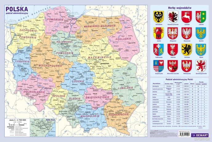 Podkładka na biurko Polska podział administracyjny